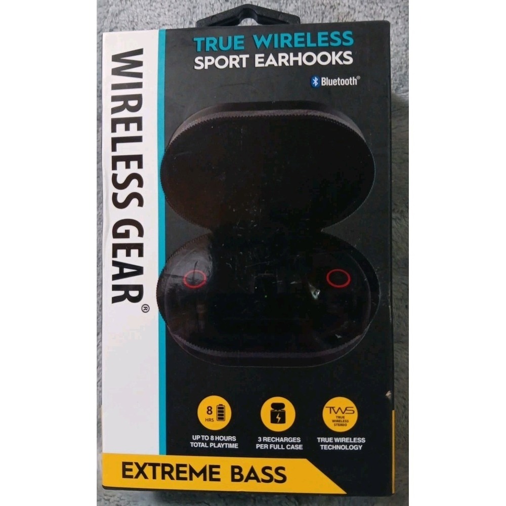 Wireless Gear True Wireless Sport Earhooks Bluetooth Extreme Bass Hands Free Mic